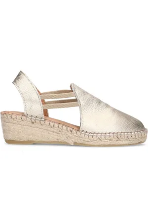 Manfield Dames - Gouden metallic leren sleehakken