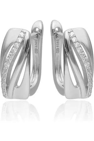 Zilver En Oorbellen Dames met Zirconia - Elegant Classic Earrings - Amona Jewelry