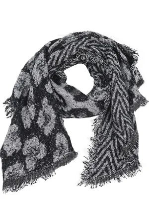 DIelay Zachte Sjaal met Panterprint - 190x60 cm - en Grijs