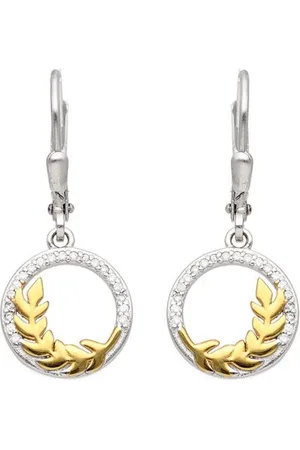 Zilver Luxe Oorhangers met Goudkleurig Bladeren - Leaf of Luxury Earrings - Verguld Echte 925 - Amona Jewelry