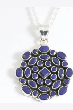 AsiAsia Grote zilveren hanger met lapis lazuli aan ketting
