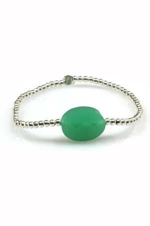 Heaven Eleven Dames - armband - 925 zilver - - ovale steen - 17cm