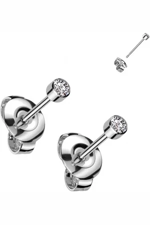 LMPiercings NL Oorbellen titanium witte CZ 5mm