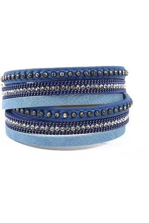 Montebello Armband Bartsia Blue - PU Leer - Wikkel - 19cm