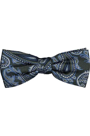 Michaelis Strik - groen met blauw paisley dessin strik zijde