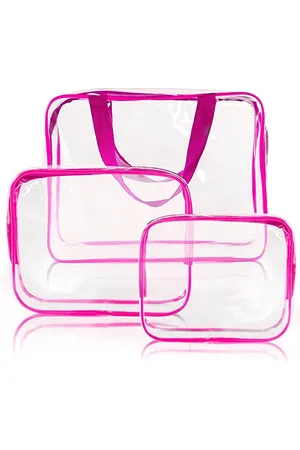 Merkloos Doorzichtige Toilettas Set van 3 – Transparante Travel Organizer 3 delig