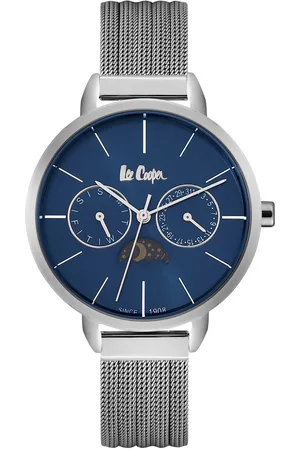 Lee LC06482.390 - Horloge - Analoog - Dames - Milanees band - Zilverkleurig - Blauw