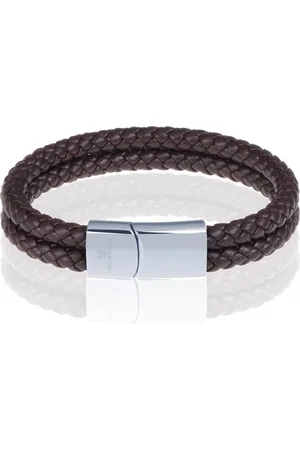 Memphis Dubbele leren armband Zilverkleurig-20cm