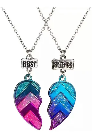 Akyol Best Friends - 2 Leuke Vriendschapskettingen -vriendinnen ketting -bff cadeau -best friends cadeau- Roze & Blauwe Hartjes - Best Friends – bff – twee delige ketting – hartje – samenvoegen – blauw – roze – paars - vriendschap –