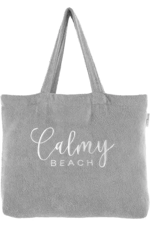 Merkloos Badstof strandtas XXL badtas - 100% katoenen shopper strandtas groot voor dames en heren met binnenvak en lange handgrepen