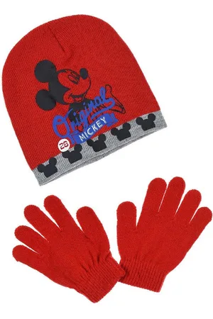 Mickey Mouse Mickey muts met bijpassende handschoenen - kinderen - (hoofdomtrek 52cm)