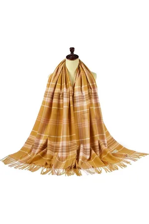 N3 Collecties Warme Geruite Sjaal Geborsteld Zachte Kwastjes Knoop Langwerpig Voor Dames 70X200 cm