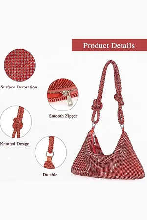 Merkloos Avondtas voor dames, clutch, schoudertas, kleine pailletten, handtas, schoudertas, kettingtas voor bruiloft, feest, disco