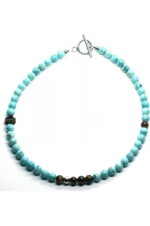 IBIZA MEN MENS JEWELLERY IbizaMen Kids - Jongens - ketting - turkoois - turquoise - 6mm - 36 cm