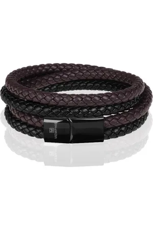 Memphis Dubbele wrap armband Duo Leer Bruin Zwart-21cm
