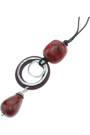 Behave Lange Ketting met donker rode hanger