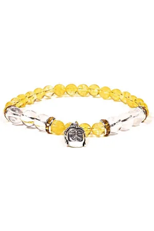 Yogi & Yogini Yogi & Yogini Edelsteen Armband - Citrien/Bergkristal met Boeddha - 19 cm