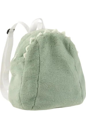 Merkloos Rugzakje - pluche - muntgroen - 28x7x (h)37 cm