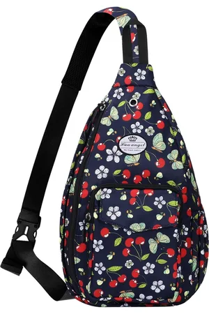 Merkloos Stijlvolle borstzak, crossbody bag, licht bloemenpatroon, rugzak voor dames, waterdicht, kleine slingtas, borstzak, schouderzak voor dames, met flessenvak, voor reizen, sportief, wandelen