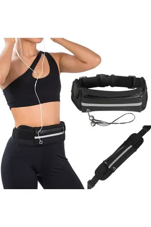 Merkloos Reflecterende Hardloop Heuptas voor Dames - Hoofdtelefoonkabeluitgang -Verstelbare Elastische Heupband Running Belt Universeel voor alle telefoons – Waterdicht