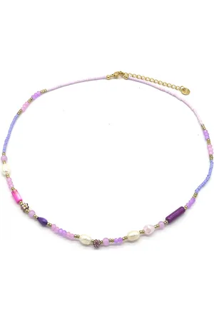 The Musthaves Ketting - Glaskralen en Parels - RVS - Lengte 40-45 cm