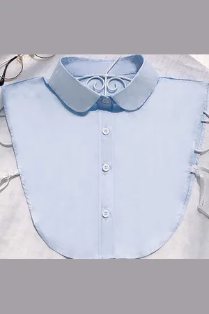 Merkloos Losse ronde kraag lichtblauw - Blouse kraag - Blousekraag - Kraagje - Nep Blouse | Licht blauw - zacht blauw - baby blauw | Rond | Verstelbaar | DH collection