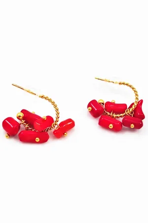 Dottilove ∅15mm Oorbellen - Rode Stenen Oorbellen Dames - Rode Stenen - Roestvrij Staal Gold Plated