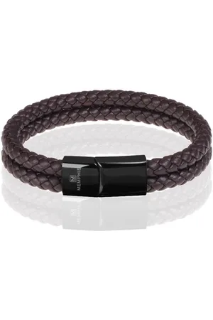 Memphis Dubbele leren armband Donkerbruin Zwart-23cm