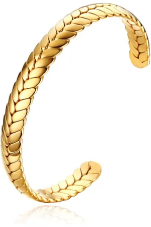 Cilla Jewels Damesarmband Edelstaal Goudkleurig Bangle Vlechtpatroon