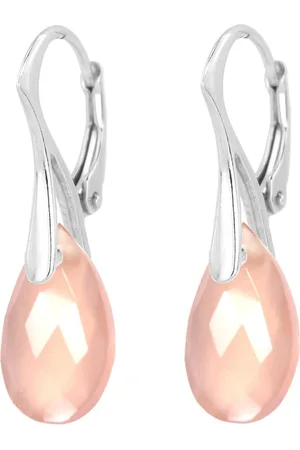 ARLIZI 2013 Oorbellen roze jade druppel hanger - sterling
