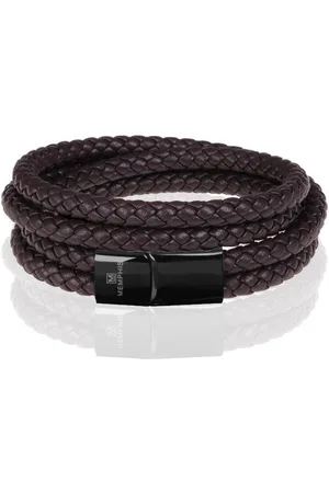 Memphis Dubbele wrap armband Leer Bruin Zwart-22cm