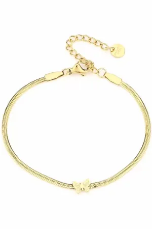 MICHELLE Minimalistische armband dames - Armband met vlinder - - Armbanden - 16 + 3 cm - Gouden armband - - Stainless Steel (verkleurt niet!) - Waterproof - Bracelet - Kerst - Kerst armband - Sinterklaas - Party - Moederdag - Valentijn
