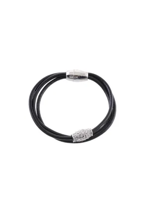 Behave Armbandje van imitatieleer met steentjes