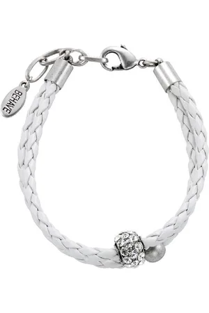 Behave Armband van imitatieleer met hanger met steentjes