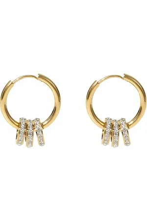 ASTRADAVI 18K Vergulde Sieraden - Oorbellen - Dangle Oorringen - Hoop met 3 Zirkonia Ringen - Cadeau Idee