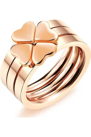 Cilla Jewels Damesring Rosegoud Staal Three Part Hearts-16mm