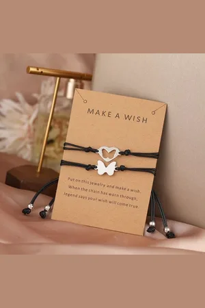 Akyol Make a wish armband-zussen armband-moederdag-armband voor 2- armband– armband voor moederdag - moederdag armband - moeder dochter armband -moeder en dochter armband -cadeau voor moeder -dochter moeder cadeau – armband 2 stuks – vlinder