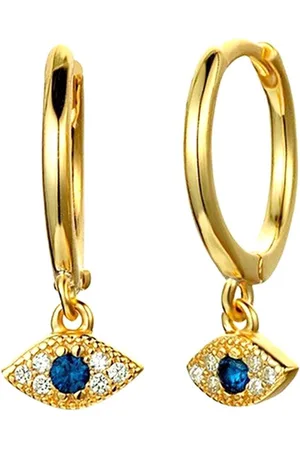LMPiercings NL Oorring hanger blue eye - goud