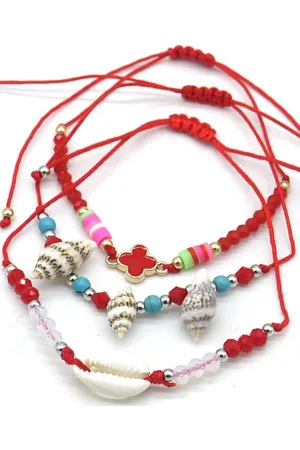 The Musthaves Set Armbanden - Kralen en Schelp - 3 Stuks - Lengte Verstelbaar