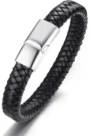 Jonline Schitterende Leren Zwarte Armband | Damesarmband | Herenarmband