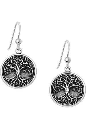 EAR IT UP Oorbellen - Tree of life - Levensboom - Boomwortels - Haak - Geoxideerd 925 sterling - 31 x 16 mm - 1 paar