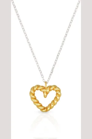 Jonline Schitterende Zilveren Halsketting met 18K Gold Plated Hart