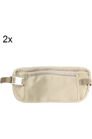 Merkloos 2x Money Belt Compact money belt Undercover Money Belt + 3X RFID kaart beschermhoes - Bankpas en ID-kaart