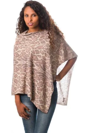 AY FEE Ayfëe - Italiaanse Poncho - Kasjmier/Wol - - Panter print