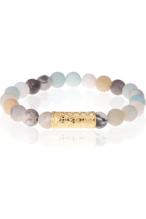 Memphis Kralen armband Frosted Amazoniet Tibetaanse kraal Goudkleurig