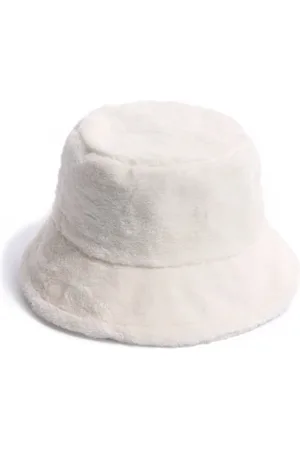 Fashion Favorite Furry Bucket Hat / Vissershoed - Wit | Polyacryl | Verstelbaar 56-58 cm |