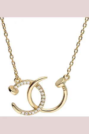 Zilver Goudkleurig Dames Ketting met Spijker hanger - Dames ketting met spijker hanger goudkleurig - Echte Ketting - Amona Jewelry