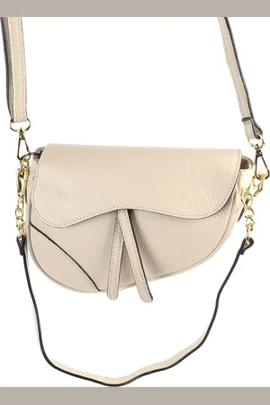 Merkloos Lederen schoudertas/ Echt leer/Made in Italy/