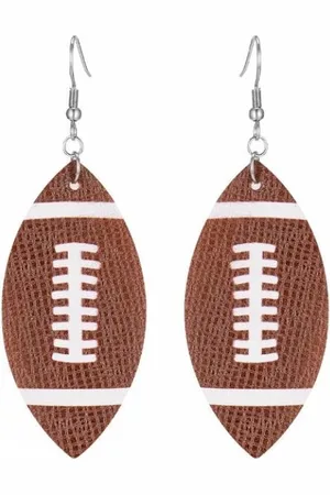 Fako Bijoux® Oorbellen - Druppel - Kunstleer - Rugbybal