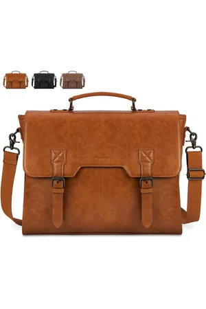 Merkloos 156 inch messenger bag heren - waterdichte lederen laptoptas - computer schoudertas vintage - grote werktas - kantoor business school